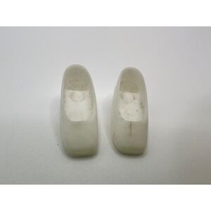 Vintage Mattel Barbie White Square Toe Low Heels‎ Hong Kong Doll Shoes 1970s